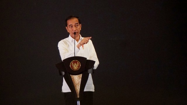 Presiden Joko Widodo pada Pelantikan Badan Pengurus Pusat Himpunan Pengusaha Muda Indonesia (HIPMI), Jakarta, Rabu (15/1/2020). Foto: Fanny Kusumawardhani/kumparan