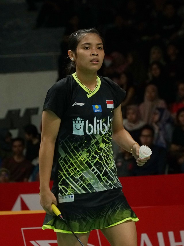 Tunggal putri Indonesia Gregoria Mariska Tunjung saat pertandingan Indonesia Masters 2020 di Istora Senayan, Jakarta.  Foto: Jamal Ramadhan/kumparan 