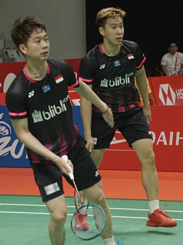 Ganda putra Indonesia Kevin Sanjaya/Marcus Gideon saat berlaga di Indonesia Master 2020. Foto: Iqbal Firdaus/kumparan