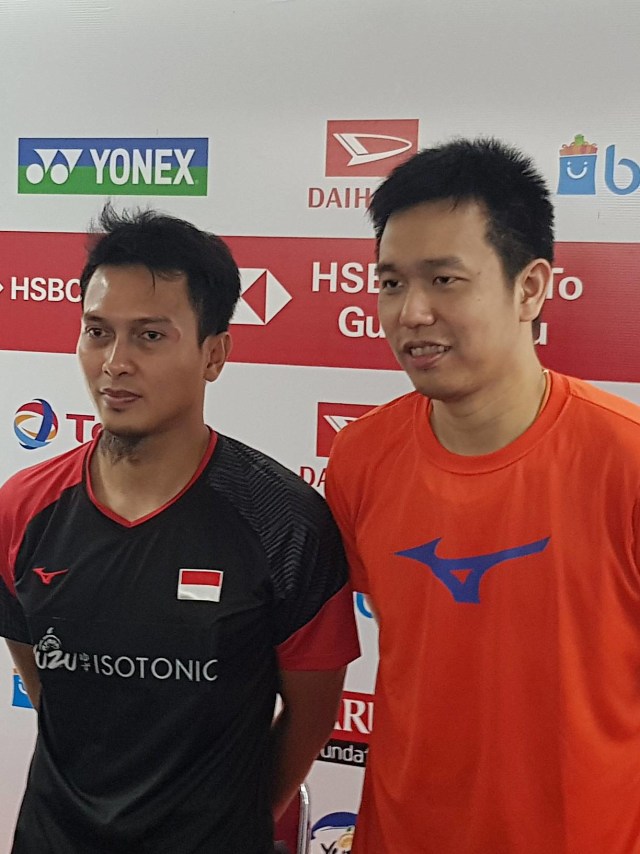 Mohammad Ahsan/Hendra Setiawan memenangi laga babak perempat final Indonesia Masters 2020, Jumat (17/1). Foto: Ganesha Arif/kumparan