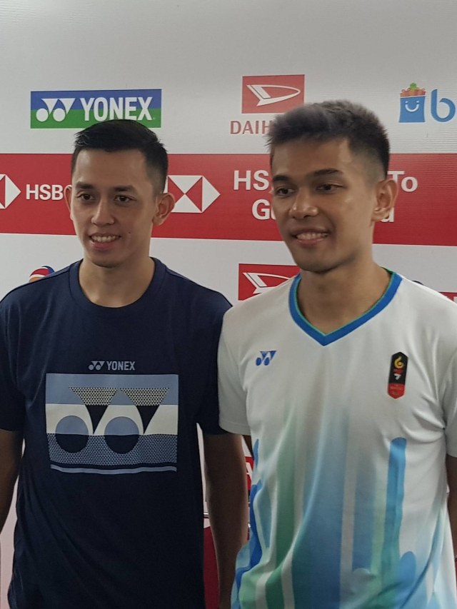 Fajar Alfian/Rian Ardianto usai menang di babak perempat final Indonesia Masters 2020, Jumat (17/1). Foto: Ganesha Arif/kumparan