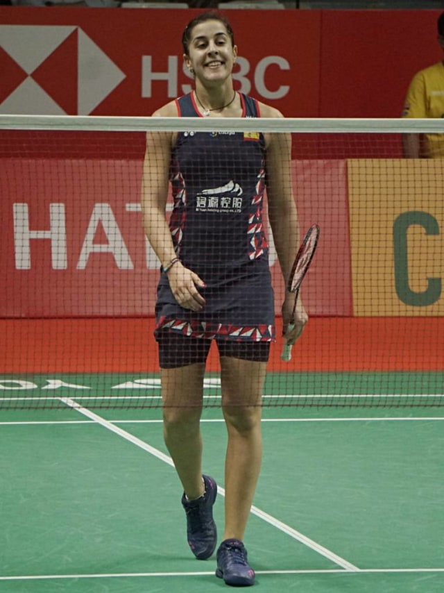 Carolina Marin saat berlaga dalam ajang Indonesia Masters 2020, Sabtu (18/1). Foto: Iqbal Firdaus/kumparan