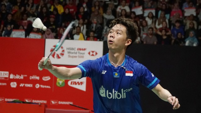 Kevin Sanjaya Sukamuljo pada partai final Indonesia Masters 2020 di Istora Senayan, Jakarta.  Foto: Jamal Ramadhan/kumparan 