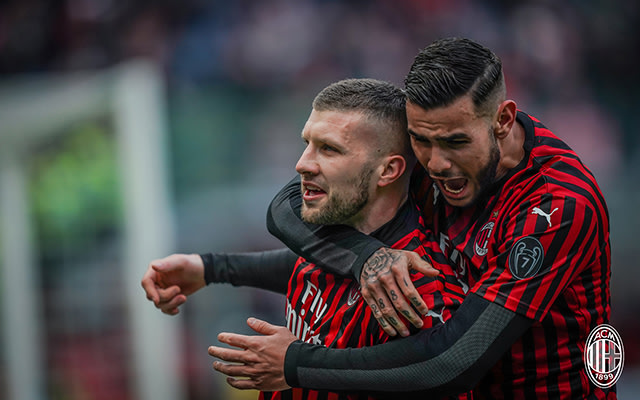 Ante Rebic dan Theo Hernandez, dua pencetak gol kemenangan AC Milan atas Udinese (foto: acmilan.com)
