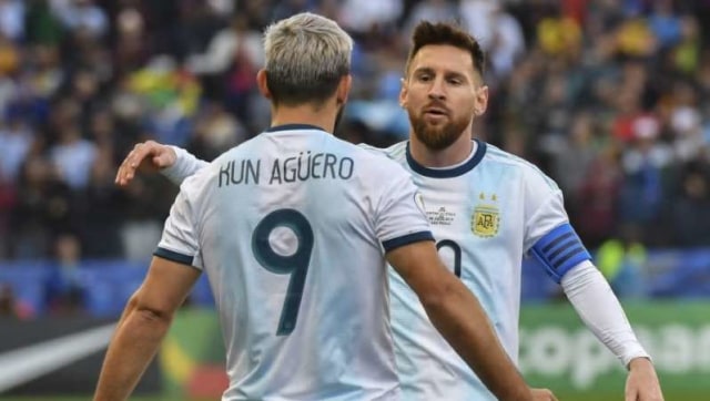 Sergio Aguero dan Lionel Messi. (Foto: Nelson Almeida/Getty Images)