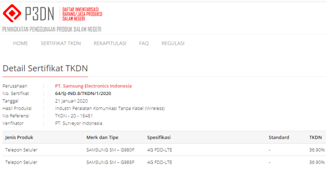 TKDN Samsung Galaxy S20
