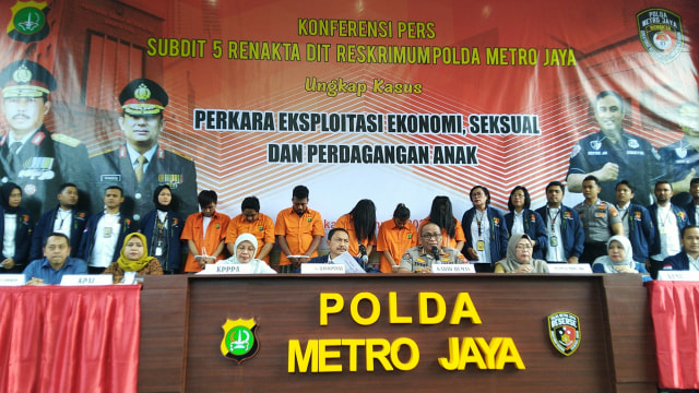 Rilis pengungkapan kasus portitusi anak di Polda Metro Jaya, Jakarta Selatan, Selasa (21/1). Foto: Fachrul Irwinsyah/kumparan
