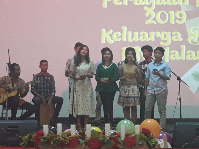 Perayaan Natal di ITN Malang, Selasa (21/1/2020). Perayaan tersebut diharapkan bisa menjalin keakraban antar civitas akademika di ITN. (Foto: Rezza Do'a)