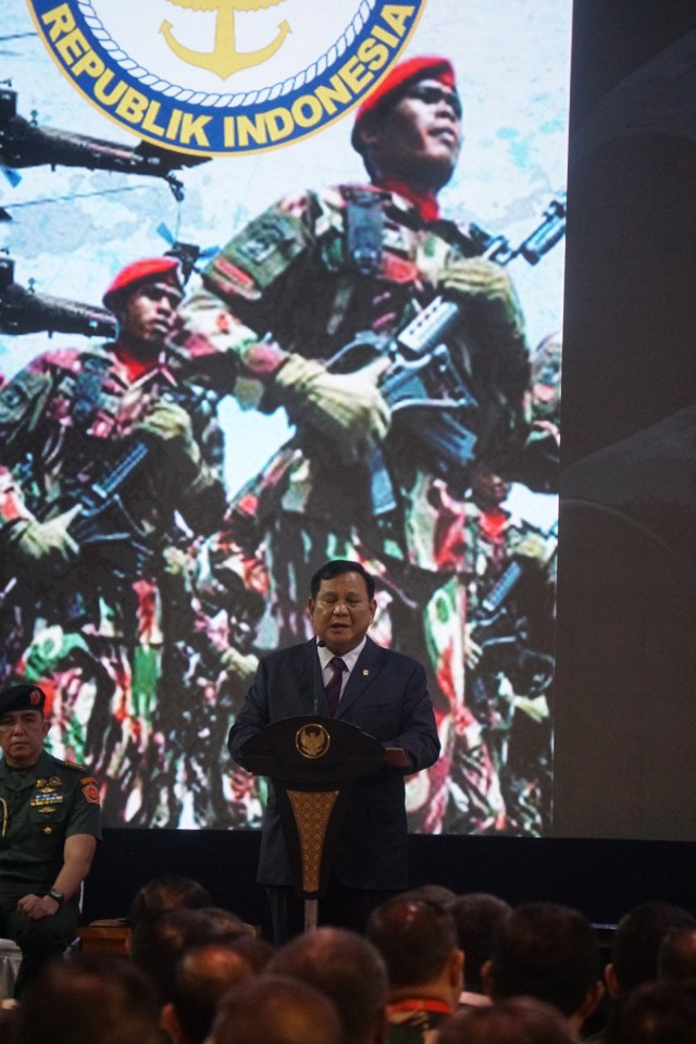 Menteri Pertahanan Prabowo Subianto menghadiri rapim Kementrian Pertahanan, TNI, dan Polri tahun 2020, Jakarta, Kamis (23/1/2020). Foto: Irfan Adi Saputra/kumparan