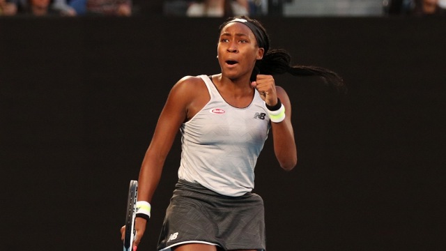 Cori Gauff usai mengalahkan Naomi Osaka di Australian Open 2020. Foto: Hannah McKay/Reuters