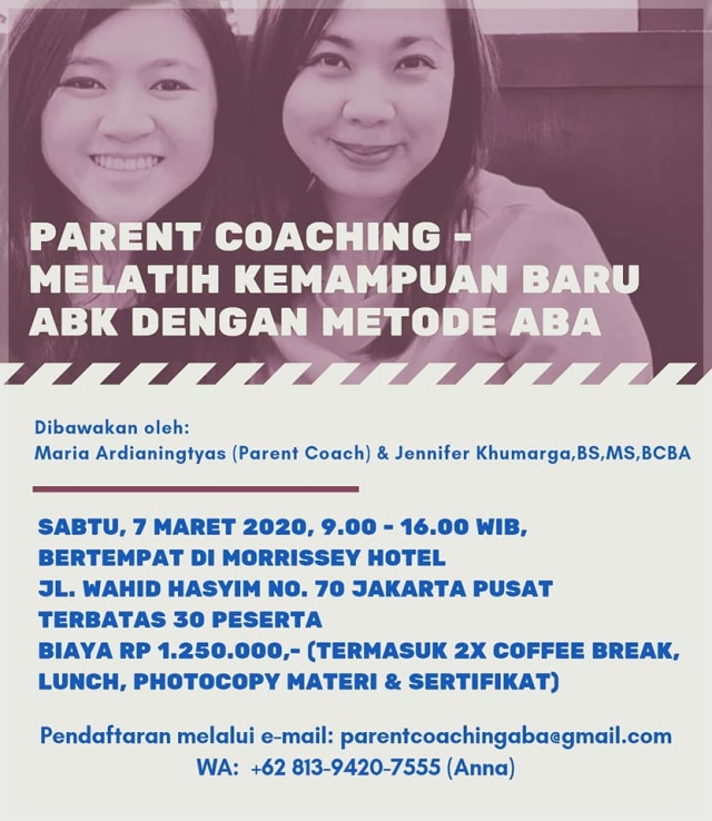 Parent Coaching dengan Metode ABA bersama BCBA & Parent Coach (100033)