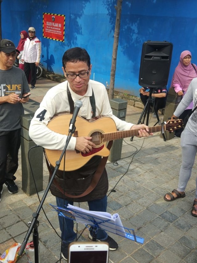 Cawagub DKI Jakarta dari PKS Nurmansjah Lubis di CFD Jalan Sudirman, Jakarta Pusat. Foto: Adhim Mugni Mubarok/kumparan 