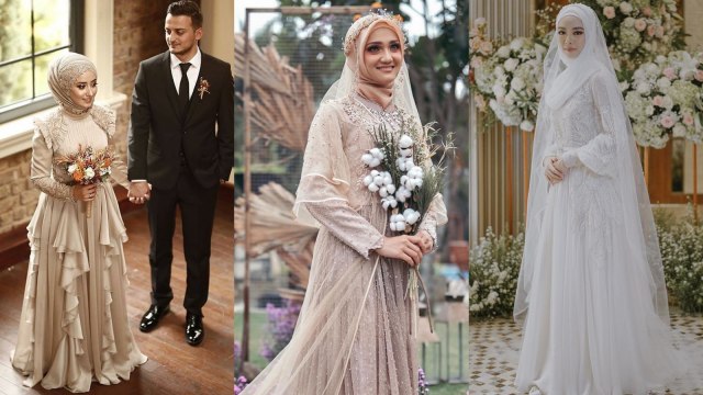 Inspirasi gaun pengantin Muslimah bergaya modern. Foto: dok. Instagram