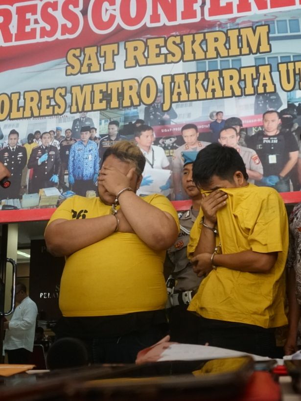 Konfrensi pers di Polres Jakarta Utara terkait jaringan prostitusi di Penjaringan. Foto:  Iqbal Firdaus/kumparan