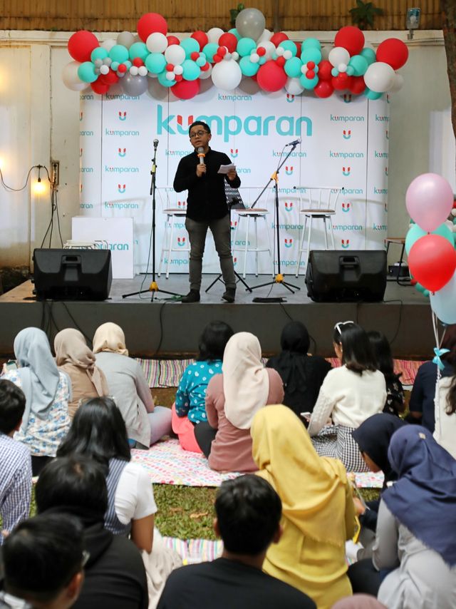 CEO kumparan Hugo Diba memberikan sambutan pada perayaan HUT ke-3 kumparan. Foto: Irfan Adi Saputra/kumparan