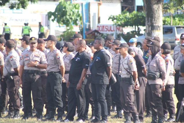 Personel ikut apel gabungan persiapan pengamanan HUT PI ke 165, foto Humas Polda