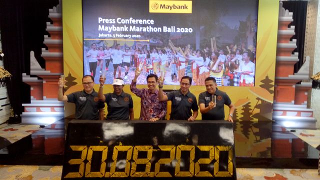 Peluncuran waktu pelaksanaan lomba lari Maybank Marathon 2020 di Bali.
 Foto: Aditia Nugraha/kumparan