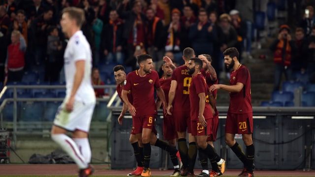 Pertandingan AS Roma vs Bologna. Foto: Foto: AFP/Filippo Monteforte