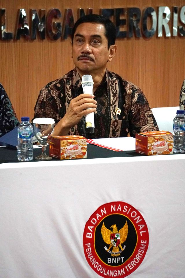 Konferensi pers Kepala BNPT Suhardi Alius di Gedung Kementerian BUMN, Jakarta. 
 Foto: Irfan Adi Saputra/kumparan 