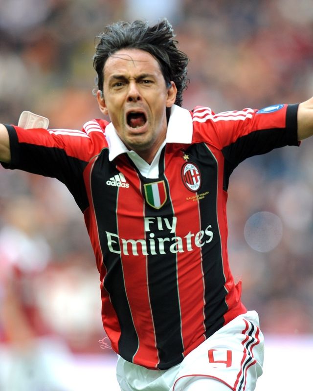Filippo Inzaghi, mantan penyerang AC Milan. Foto: AFP/Alberto Lingria