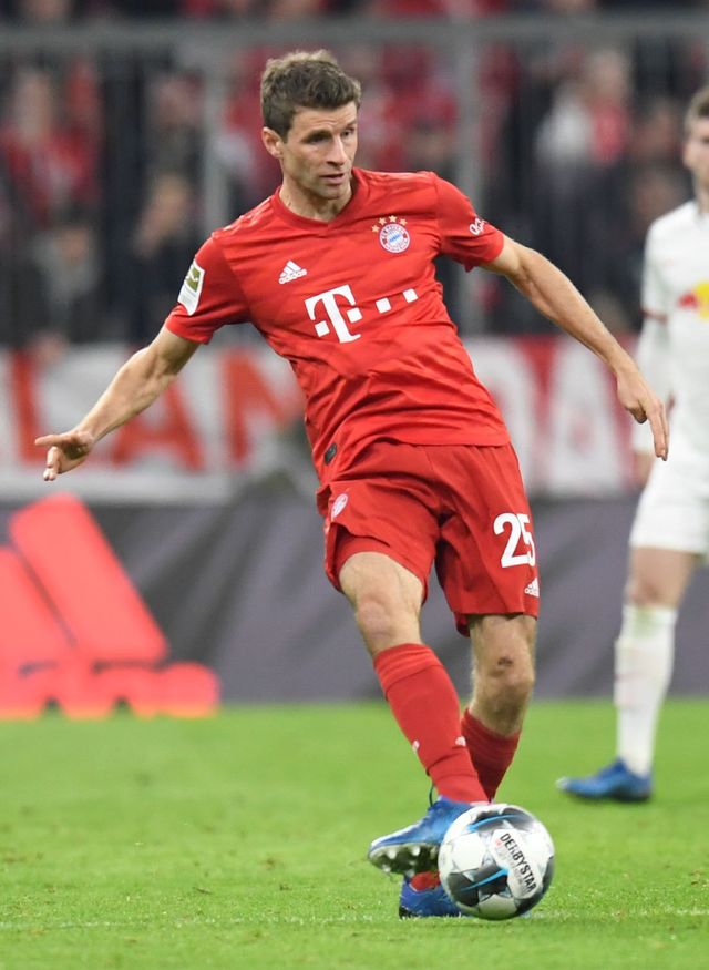 Thomas Mueller di laga Bayern Muenchen vs Leipzig. Foto: THOMAS KIENZLE / AFP