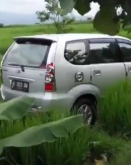 Sebuah mobil berada di tengah sawah yang ditanami padi. (Foto: tangkapan layar Instagram @_infocegatansolo)