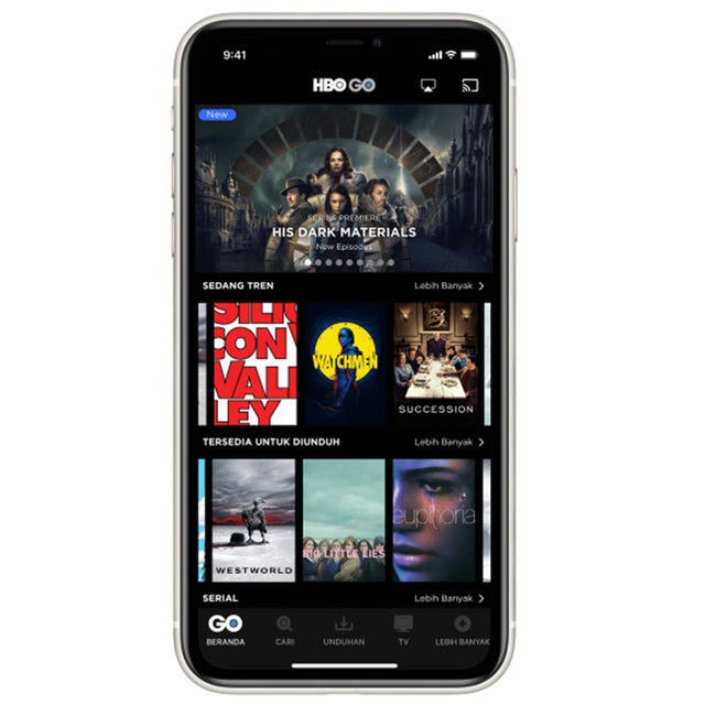 Apliksi streaming HBO Go. Foto: HBO Go