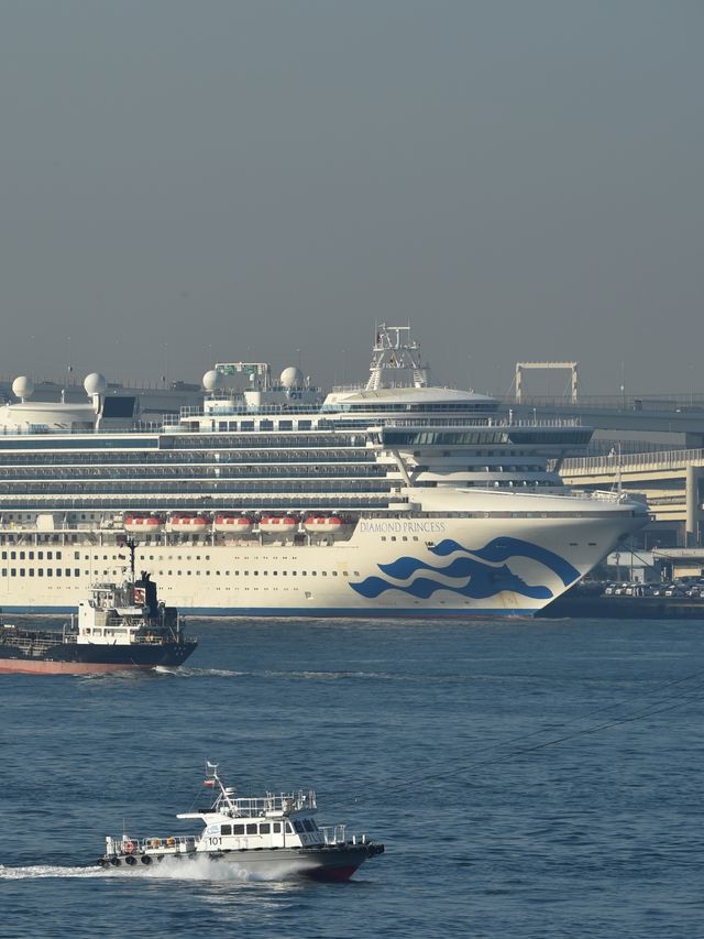Kapal pesiar Diamond Princess di Daikoku Pier Cruise Terminal di Yokohama. Foto: Kazuhiro NOGI / AFP
