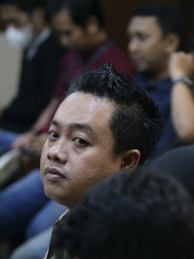 Asisten pribadi mantan Menpora Imam Nahrawi, Miftahul Ulum di Pengadilan Tipikor, Jakarta. Foto: Nugroho Sejati/kumparan