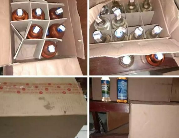 Dalam operasi tersebut, petugas berhasil mengamankan 12 botol minuman beralkohol jenis anggur cap orang tua dan 32 botol MC Donald Vodka Mix