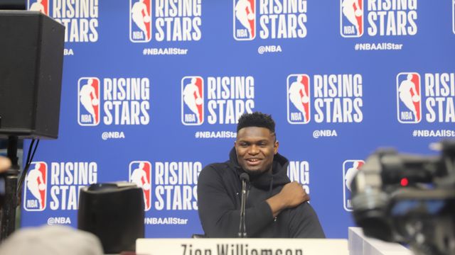 Zion Williamson di media day Rising Stars NBA 2020. Foto: Aditia Rizki Nugraha/kumparan