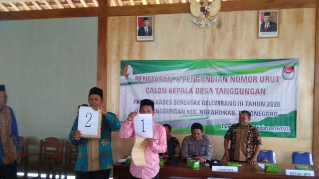 Proses penetapan Bakal Calon Kepala Desa menjadi Calon Kepala Desa oleh Panitia Pemilihan Desa, dalam Pilkades Serentak Kabupaten Bojonegoro.