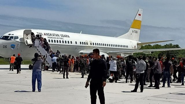 Suasana pemulangan WNI Usai Menjalani Observasi di Natuna, Sabtu (15/02/2020) Foto: kumparan