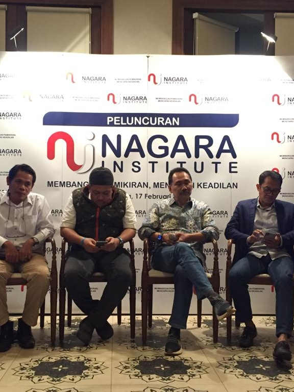 Sesi diskusi tentang perpolitikan mutakhir Indonesia dalam peluncuran Nagara Institute, di Hutan Kota Plataran, Senayan, Jakarta. Foto: Andesta Herli Wijaya/kumparan
