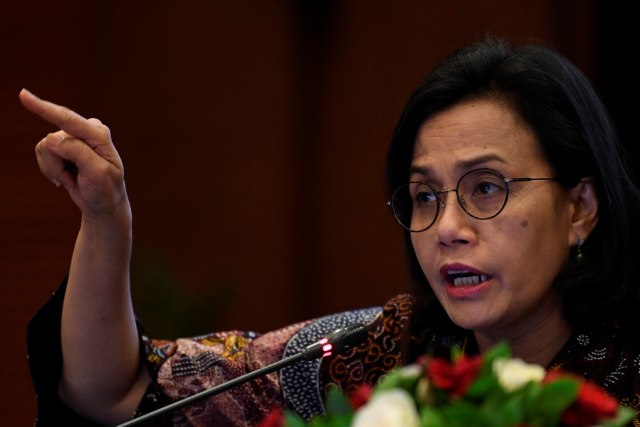 Menteri Keuangan Sri Mulyani menyampaikan realisasi Anggaran Pendapatan dan Belanja Negara (APBN) 2020 di Jakarta, Rabu (19/2/2020).  Foto: ANTARA FOTO/Puspa Perwitasari