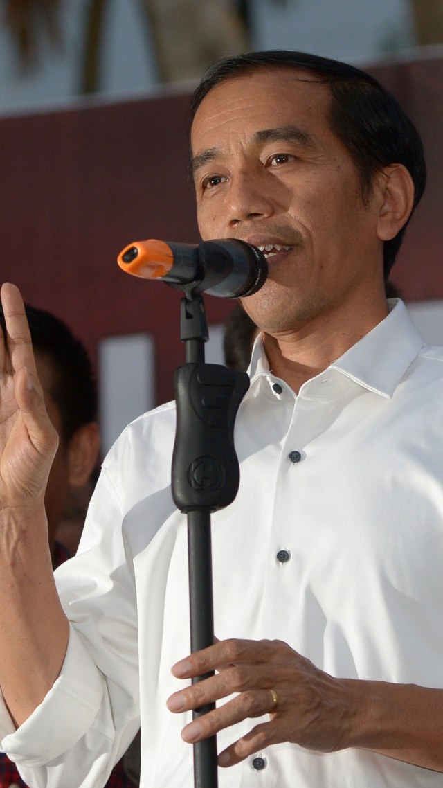 Presiden memilih Joko Widodo saat pidato kemenangannya dalam pemilihan Presiden Indonesia di Jakarta, Rabu (23/7/2014). Foto: ADEK BERRY / AFP