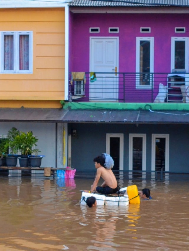 Ilustrasi banjir di area perumahan Foto: Shutterstock