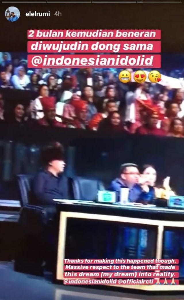Kebahagiaan El Rumi melihat Ahmad Dhani dan Maia Estianty bersama di Indonesian Idol. Foto: Instagram/@elelrumi