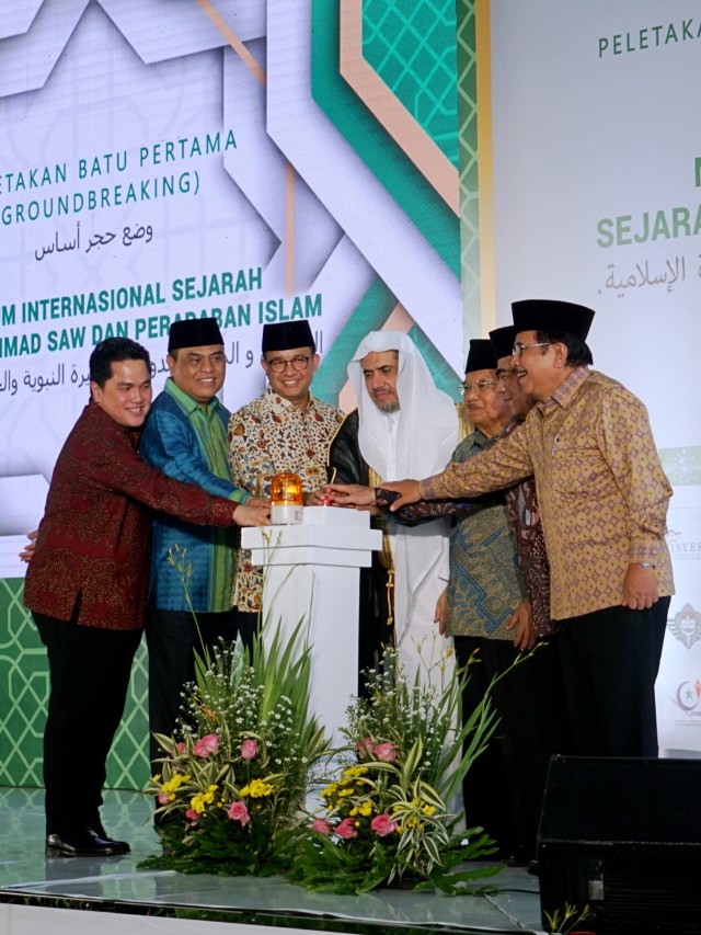 Peletakan batu pertama Museum International Sejarah Nabi dan Peradaban Islam, di Ancol, Jakarta, Rabu (26/2).
 Foto: Helmi Afandi/kumparan