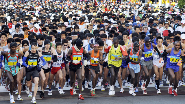 Ilustrasi event maraton besar. Foto: AFP PHOTO / KAZUHIRO NOGI