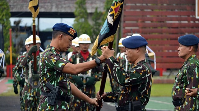 Sertijab Komandan Batalyon A dan C Satbrimob Polda Jabar di Mako Yon C Pelopor Satbrimob Polda Jabar, Jalan Jalan Sultan Ageng Tirtayasa, Jumat (28/2/2020). (Juan)