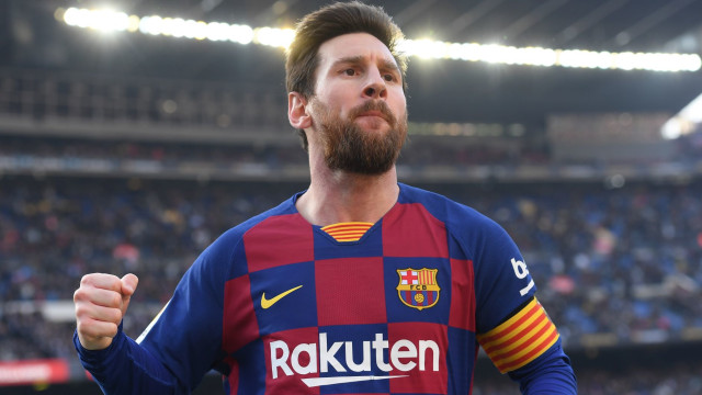 Lionel Messi di laga melawan Eibar. Foto: Josep LAGO / AFP