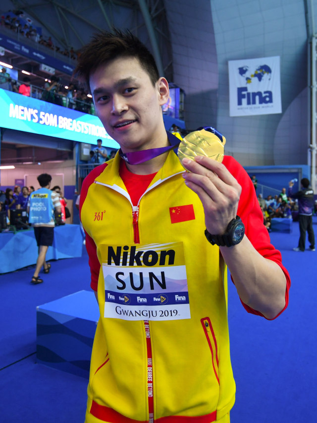 Atlet renang asal China Sun Yang.
 Foto: AFP/ Ed JONES 