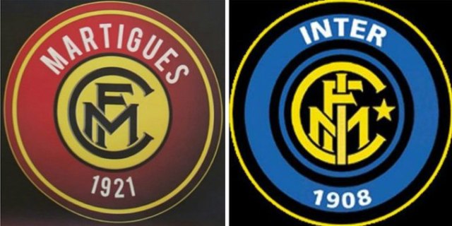 Logo FC Martigues dan Inter Milan. Twitter @Info_INTER