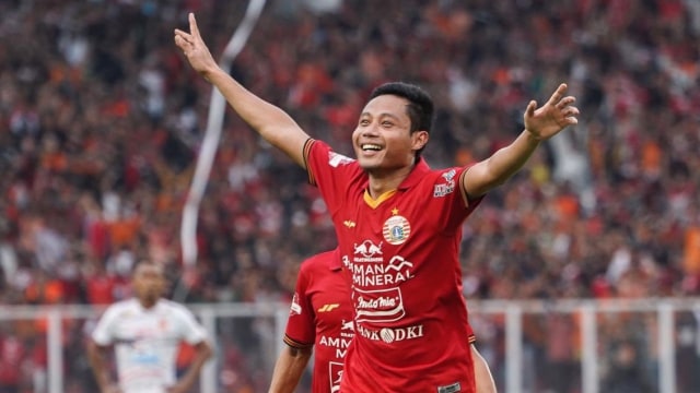 Evan Dimas, merayakan golnya di Persija. Foto: Twitter: Persija Jakarta