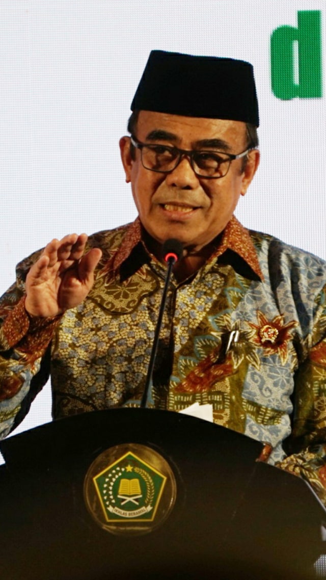 Menteri Agama RI Fachrul Razi menyampaikan keynote speech dalam Rakernas Bimbingan Masyarakat Islam 2020 di Kantor Kementerian Agama, Jakarta, Senin (2/3/2020). Foto: Jamal Ramadhan/kumparan