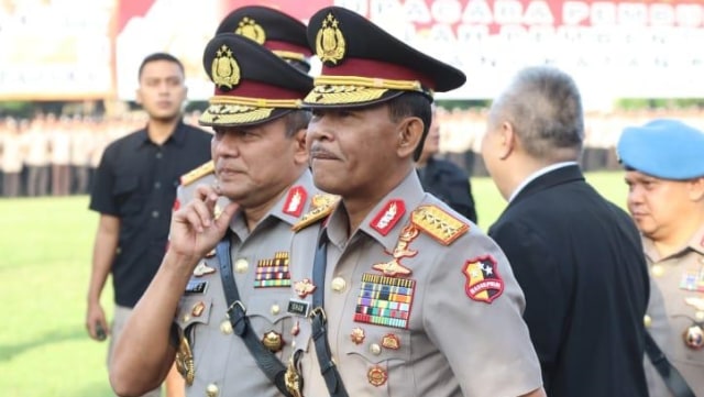Kapolri Jenderal Idham Azis dan Kalemdiklat Polri Komjen Arief Sulistyo di Sukabumi. Foto: Mirsan/kumparan