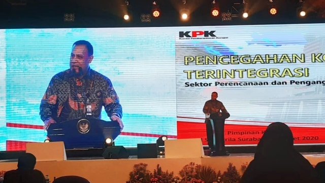 Ketua KPK Firli Bahuri pada pembukaan Koordinasi Teknis Perencanaan Pembangunan (Kortekbang) Reginal I/2020, Rabu (4/3). Foto: Yuana Fatwalloh/kumparan