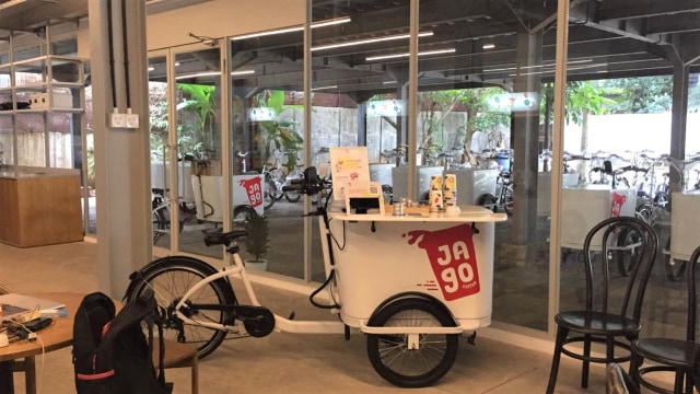 Jago cart atau sepeda listrik Kopi Jago, kedai kopi keliling berbasis aplikasi. Foto: Dok. Kopi Jago