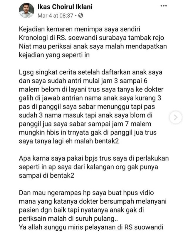 Viral Warga Ngamuk Tak Dilayani Karena Pakai Bpjs Rs Soewandi Beri